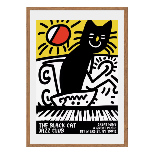The Black Cat Jazz Club Wall Art Canvas Poster